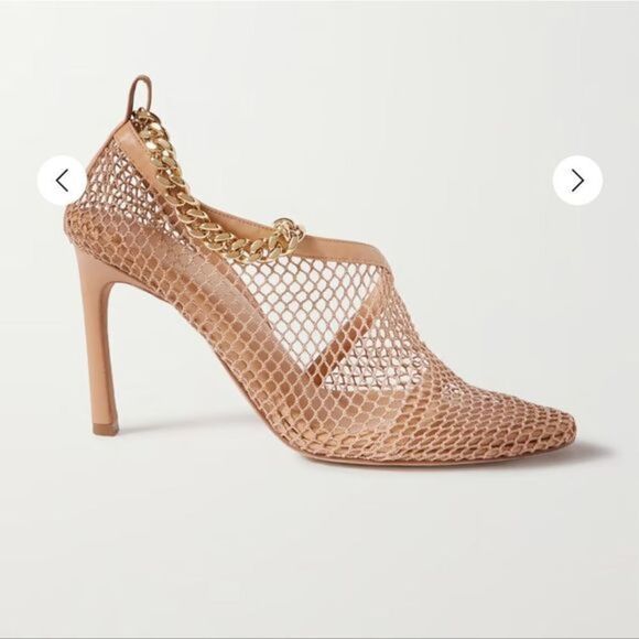 Bottega Veneta Chain Trimmed Mesh Stretch Pumps Beige Gold - Picture 2 of 3